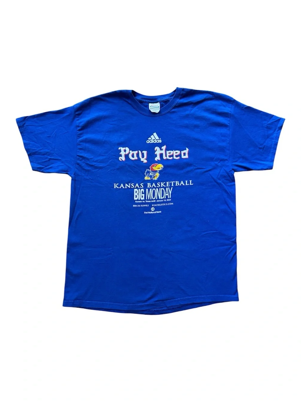 Vintage Y2K Adidas Kansas Jayhawks Big Monday Tee XL